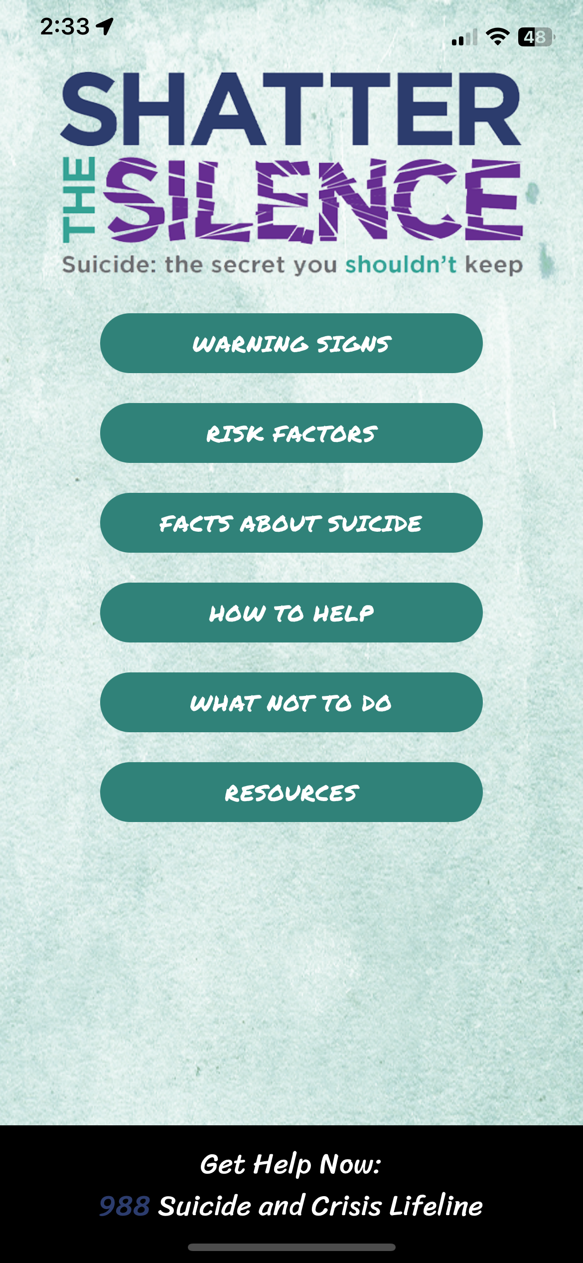Shatter the Silence App Screenshot
